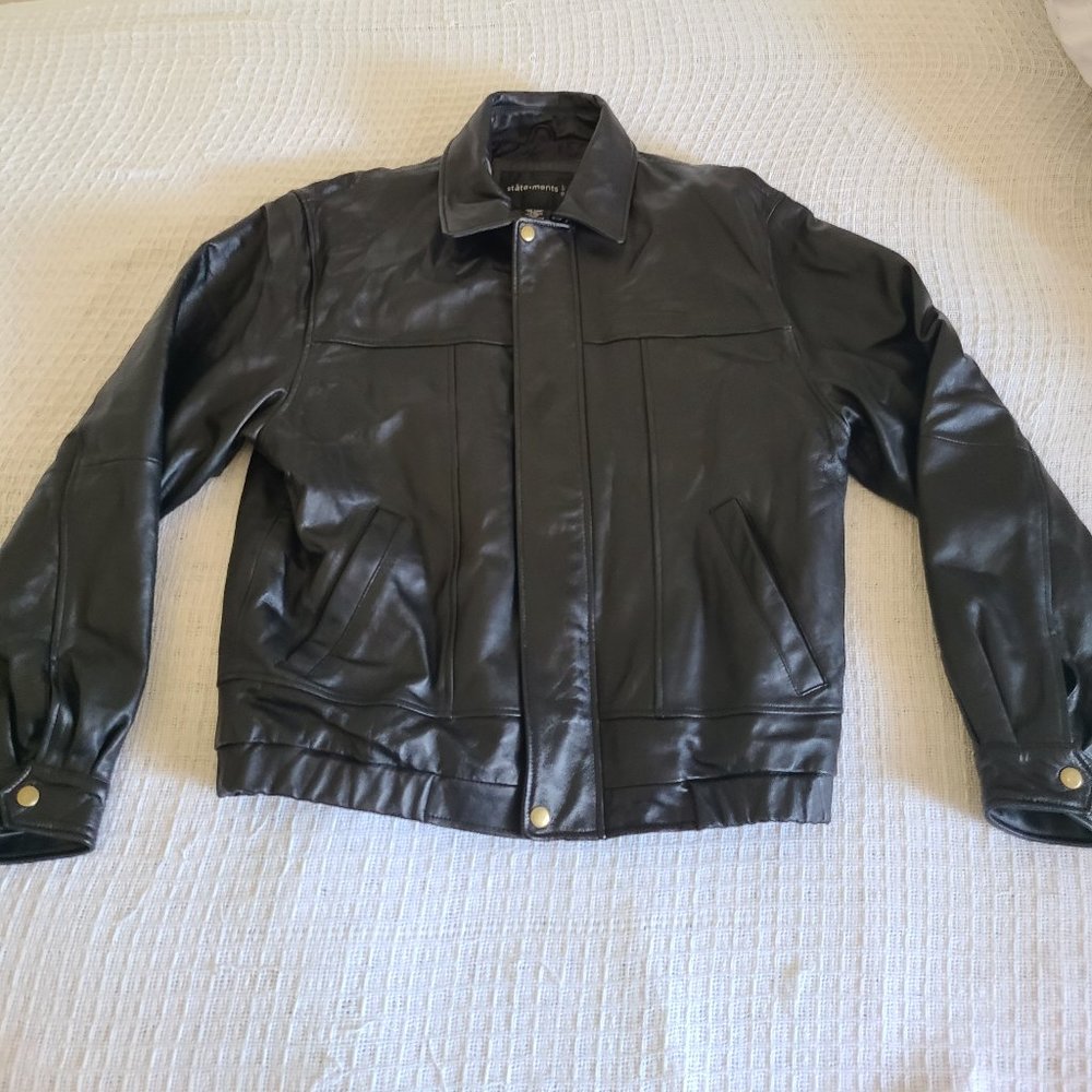 Like New 100% Real Leather Jacket, Statements Brand, Size M